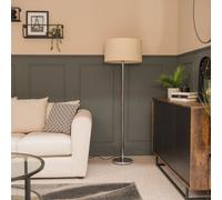 Charlie Chrome Floor Lamp with Large Natural Shade ValueLights Silver One Size