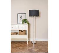 Charlie Chrome Stem Floor Lamp with Fabric Drum with Chrome Inner Shade & Bulb ValueLights Black One Size