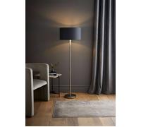 Charlie Chrome Stem Floor Lamp with Fabric Drum with Chrome Inner Shade & Bulb ValueLights Charcoal One Size