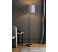 ValueLights | Charlie Brushed Chrome Plated Modern Stem Floor Lamp with Grey Velvet & Chrome Inner Shade | Floor Lamps, Home Décor & Improvement Essential