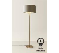 Valuelights Charlie Chrome Stem Floor Lamp With Grey Velvet And Chrome Inner Shade & Bulb Grey