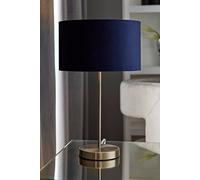 Valuelights Charlie Chrome Stem Table Lamp Light With Velvet Shade In Navy Navy