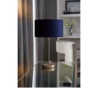 ValueLights | Modern Single Stem Brushed Chrome Table Lamp with a Navy Blue Velvet Drum Shade | Table Lamps, Home Décor & Improvement Essential