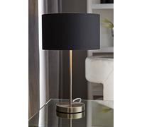 Valuelights Charlie Chrome Stem Table Lamp With Fabric Drum With Chrome Inner Lamp Shade In Charcoal Charcoal