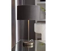 ValueLights Charlie Chrome Table Lamp with Grey Velvet & Chrome Shade