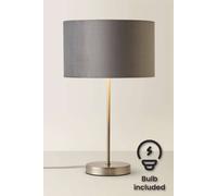 Valuelights Charlie Chrome Stem Table Lamp With Grey Velvet With Chrome Inner Shade & Bulb Grey