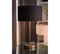 Charlie Chrome Stem Table Lamp with Fabric Drum with Chrome Inner Shade & Bulb ValueLights Charcoal One Size