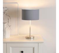 ValueLights | Charlie Brushed Chrome Stem Table Lamp with Grey & Chrome Inner Shade & Warm White Bulb | Table Lamps, Home Décor & Improvement Essential