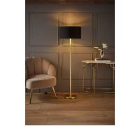 MiniSun Modern Standard Floor Lamp in a Gold Metal Finish with a Black/Gold Drum Shade