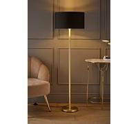 MiniSun Modern Standard Floor Lamp in a Gold Metal Finish with a Black/Gold Drum Shade