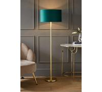 Charlie Gold Stem Floor Lamp with Velvet Drum with Gold Inner Lamp Shade ValueLights Bottle Green One Size