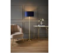 Charlie Gold Stem Floor Lamp with Velvet Drum with Gold Inner Shade & LED Bulb ValueLights Dark Navy One Size