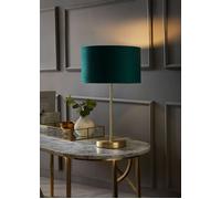 Charlie Gold Stem Table Lamp Light with Velvet Shade ValueLights Bottle Green 10 inches