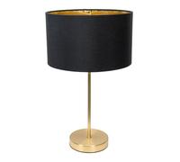 Charlie Gold Stem Table Lamp with Fabric Drum with Gold Inner Lamp Shade & Bulb ValueLights Black One Size