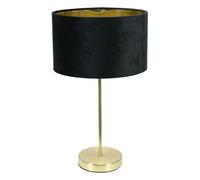 Charlie Gold Stem Table Lamp with Velvet Drum with Gold Inner Lamp Shade ValueLights Black One Size