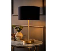 Charlie Gold Stem Table Lamp with Fabric Drum with Gold Inner Lamp Shade & Bulb ValueLights Black One Size