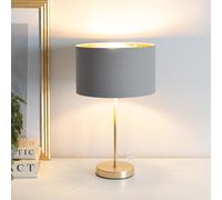 ValueLights Charlie Gold Table Lamp with Grey and Gold Lamp Shade