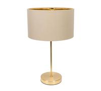 Charlie Gold Stem Table Lamp with Fabric Drum with Gold Inner Lamp Shade ValueLights Natural One Size