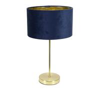 Charlie Gold Stem Table Lamp with Velvet Drum with Gold Inner Lamp Shade ValueLights Dark Navy One Size
