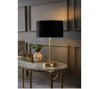 Charlie Gold Stem Table Lamp with Velvet Drum with Gold Inner Lamp Shade ValueLights Black One Size
