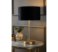 Valuelights Charlie Gold Stem Table Lamp With Velvet Drum With Gold Inner Lamp Shade In Black Black