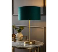 Valuelights Charlie Gold Stem Table Lamp With Velvet Drum With Gold Inner Lamp Shade In Bottle Green Bottle Green