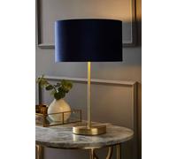 Charlie Gold Stem Table Lamp with Velvet Drum with Gold Inner Lamp Shade ValueLights Dark Navy One Size