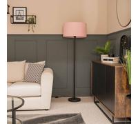 ValueLights Black Charlie Floor Lamp with Large Blush Reni Shade