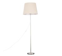 MiniSun Modern Standard Floor Lamp in a Brushed Chrome Metal Finish with an Extra Large Beige Tapered Shade