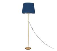 MiniSun Modern Gold Metal Standard Floor Lamp with a Navy Blue Tapered Shade