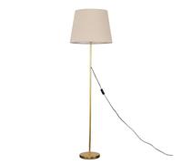 Modern Gold Metal Standard Floor Lamp with a Beige Tapered Shade