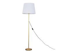 Modern Gold Metal Standard Floor Lamp with a White Tapered Shade