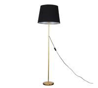 Modern Gold Metal Standard Floor Lamp with a Black Tapered Shade