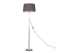 Modern Standard Floor Lamp in a Polished Chrome Finish with a Dark Grey Tapered Shade