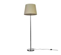 MiniSun Modern Polished Chrome Metal Standard Floor Lamp with a Beige Tapered Shade