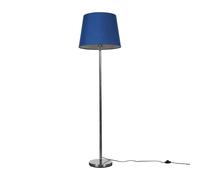 MiniSun Modern Polished Chrome Metal Standard Floor Lamp with a Navy Blue Tapered Shade