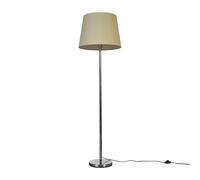 MiniSun Modern Polished Chrome Metal Standard Floor Lamp with a Beige Tapered Shade