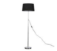 Modern Standard Floor Lamp in a Polished Chrome Finish with a Black Tapered Shade