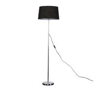 Modern Standard Floor Lamp in a Polished Chrome Finish with a Black Tapered Shade