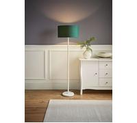 ValueLights | White Metal Single Stem Floor Lamp with Forest Green Fabric Drum Lampshade for Living Room Lounge | Floor Lamps, Home Décor & Improvement Essential