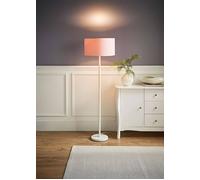 ValueLights Charlie White Stem Floor Lamp with Blush Drum Lamp Shade