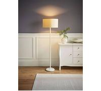 ValueLights Charlie White Stem Floor Lamp with Natural Drum Lamp Shade