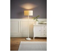 ValueLights Charlie White Stem Floor Lamp with Natural Drum Lamp Shade