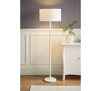 Charlie White Metal Single Stem Floor Lamp with Fabric Drum Lamp Shade ValueLights White One Size