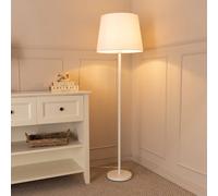 Charlie White Metal Single Stem Floor Lamp with Fabric Tapered Lamp Shade ValueLights White One Size