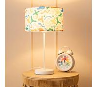 Valuelights Charles White Table Lamp With Abstract Print Shade And Bulb