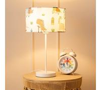 Charlie White Metal Single Stem Table Lamp with Cartoon Dino Lamp Shade ValueLights Multi One Size
