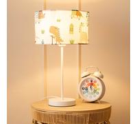 ValueLights Charlie White Metal Single Stem Table Lamp with Cartoon Dino Lamp Shade ValueLights Multicolor