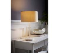 ValueLights Charlie White Stem Table Lamp with Natural Drum Lamp Shade
