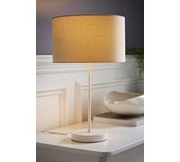 ValueLights Charlie White Stem Table Lamp with Natural Drum Lamp Shade